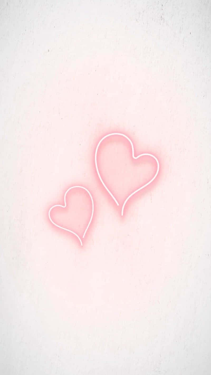 Pink Neon Heart Shapes Aesthetic Wallpaper