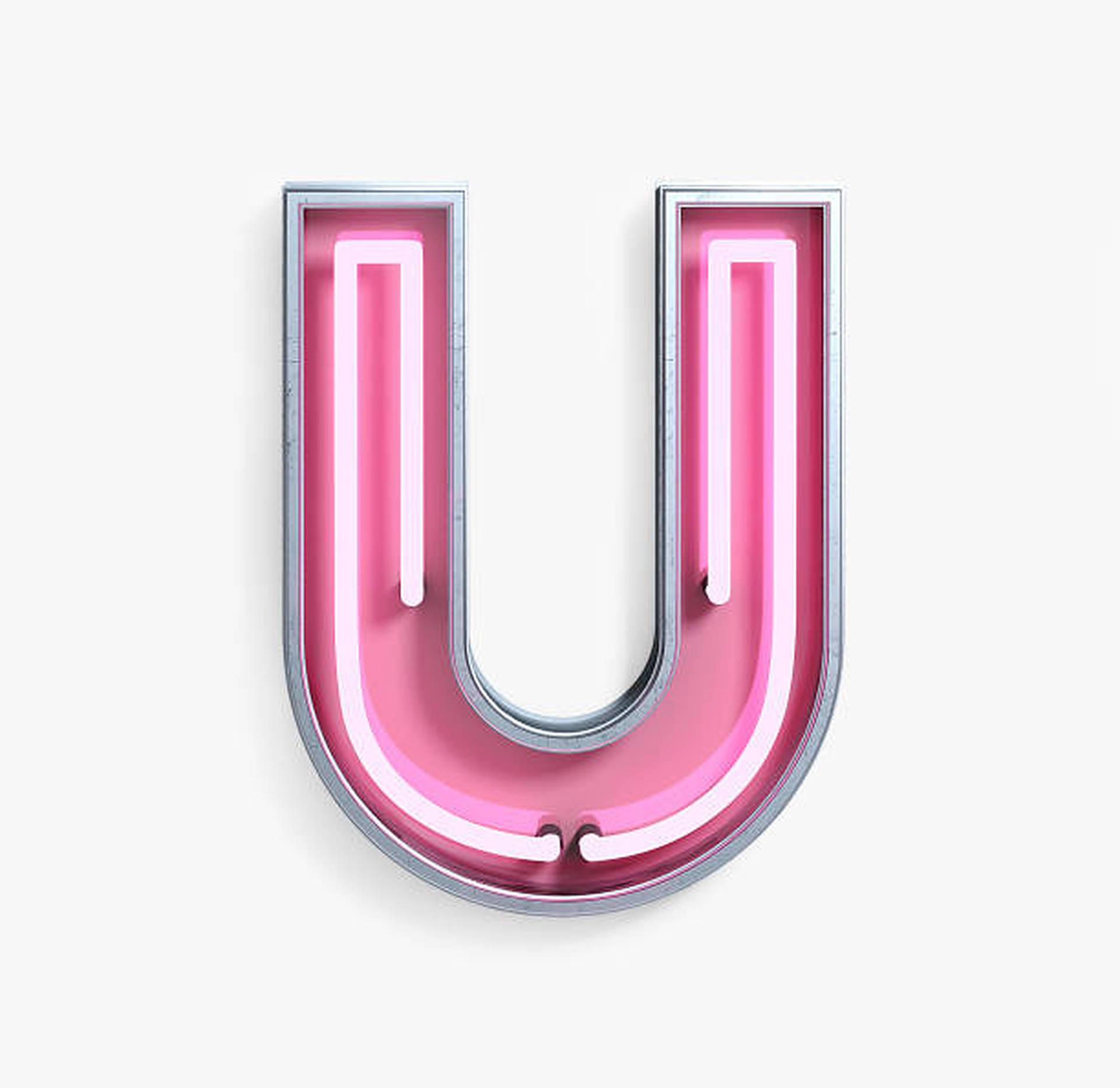 Pink Neon Light Letter U