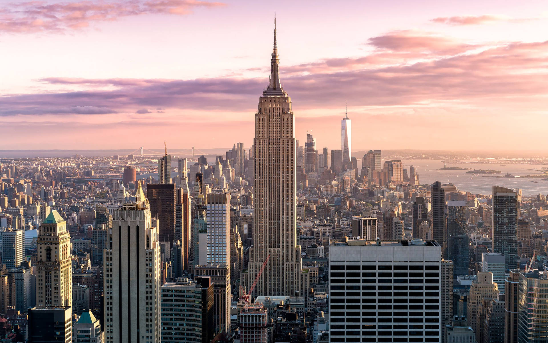 Pink New York Skyline Wallpaper
