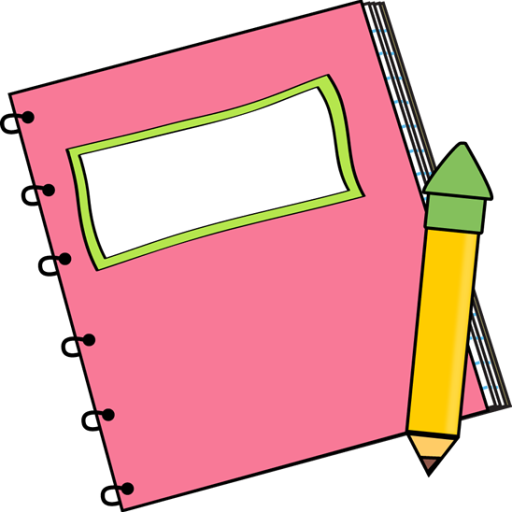 Pink Notebook Paperand Pencil PNG