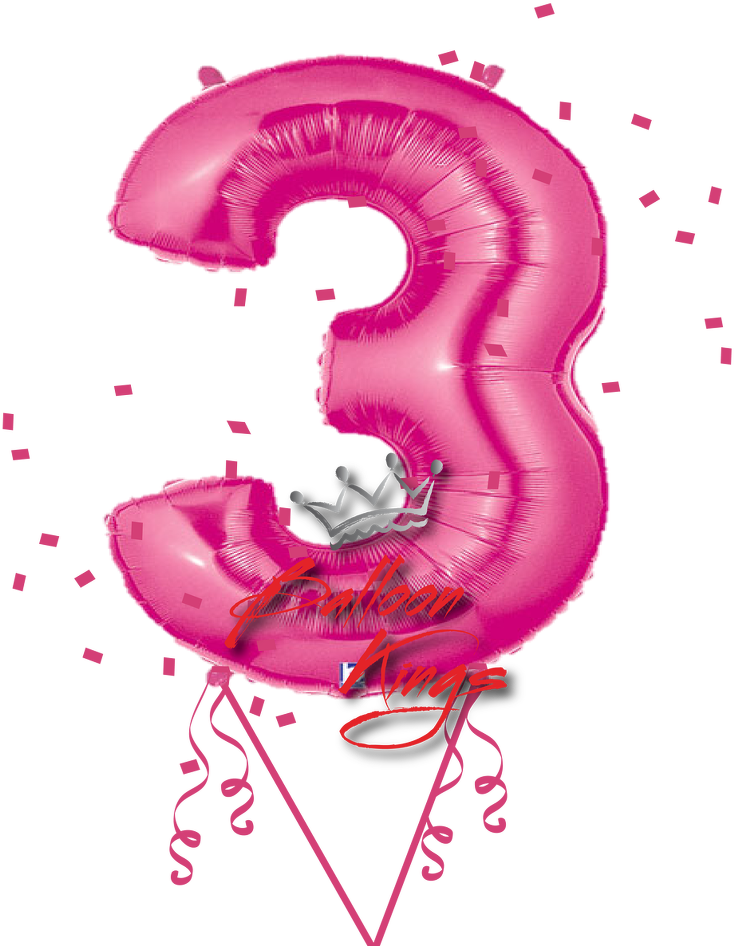 Pink Number3 Balloon PNG