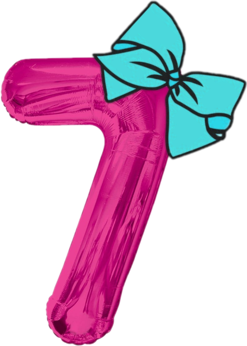Pink Number7 Balloonwith Blue Bow PNG
