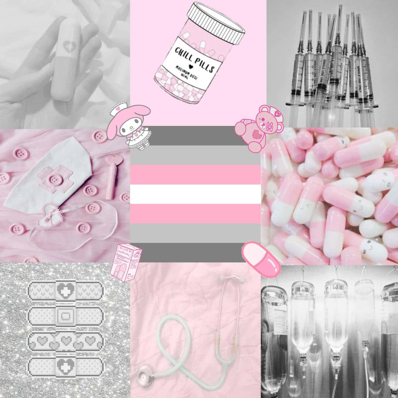 Pink Nurse Aesthetic Collage Wallpaper