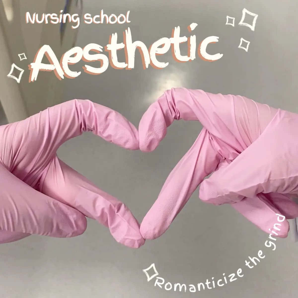 Pink Nurse Aesthetic Heart Hands Wallpaper