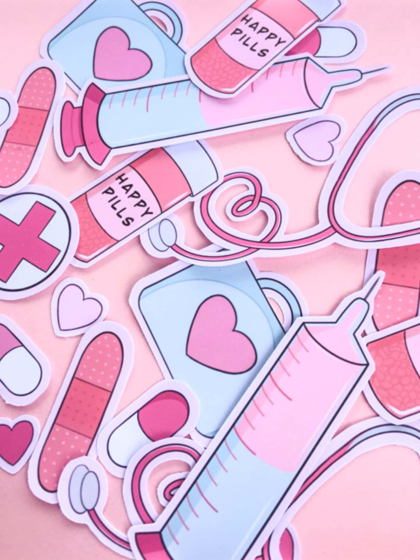 Pink Nurse Aesthetic Medical Supplies Wallpaper