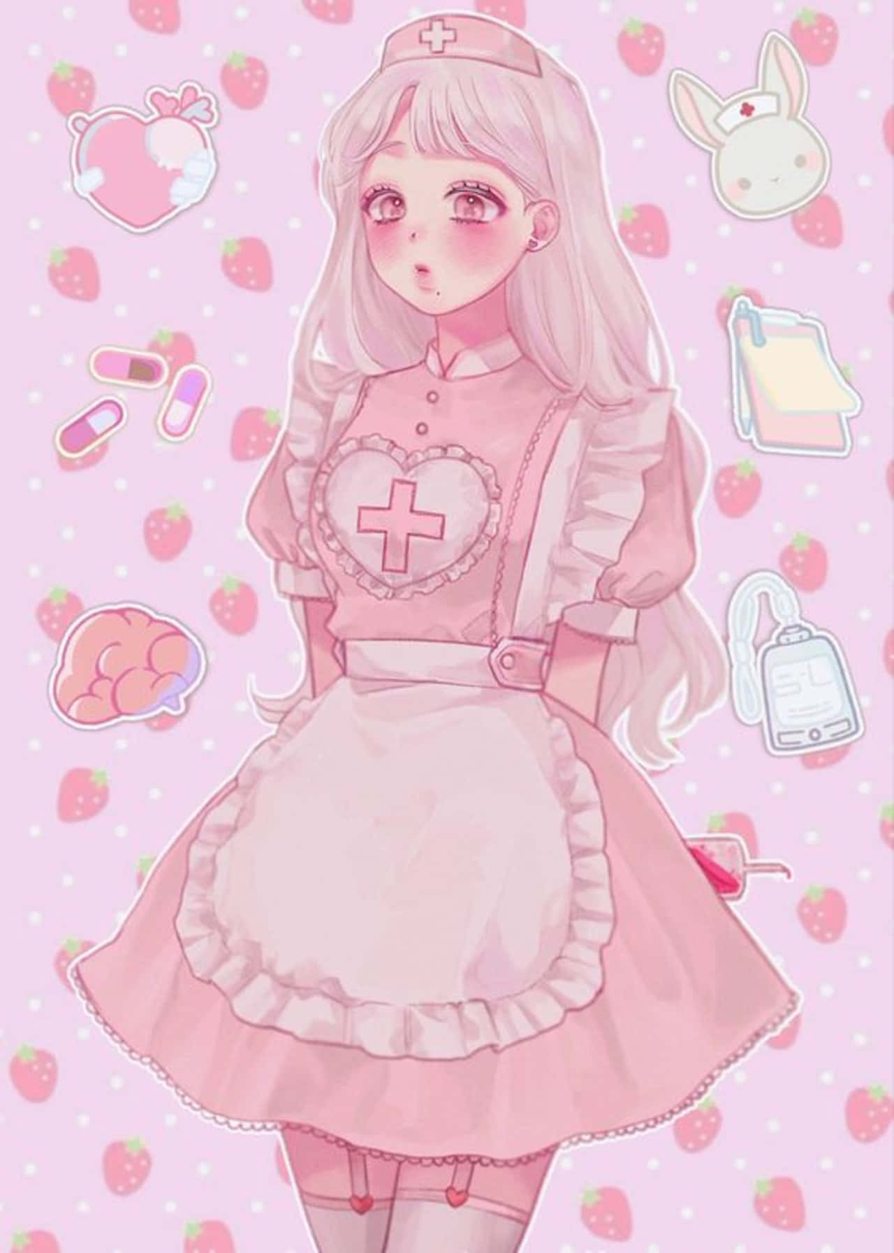 Pink Nurse Anime Aesthetic.jpg Wallpaper