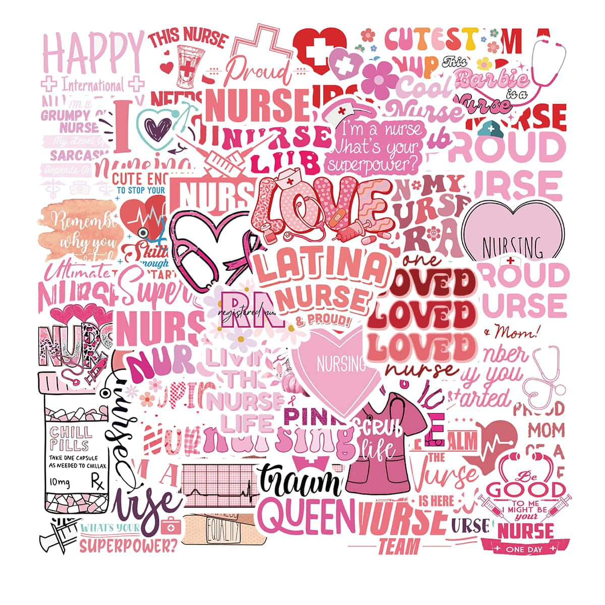 Pink Nurse Collage Aesthetic Wallpaper