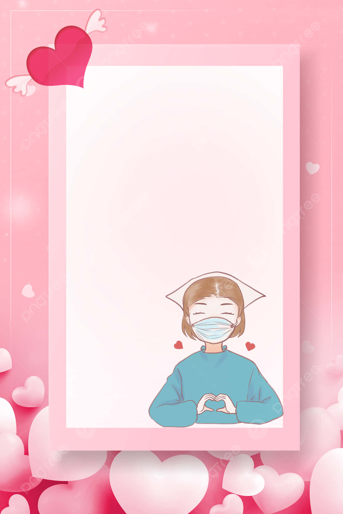 Pink Nurse Heart Gesture Graphic Wallpaper