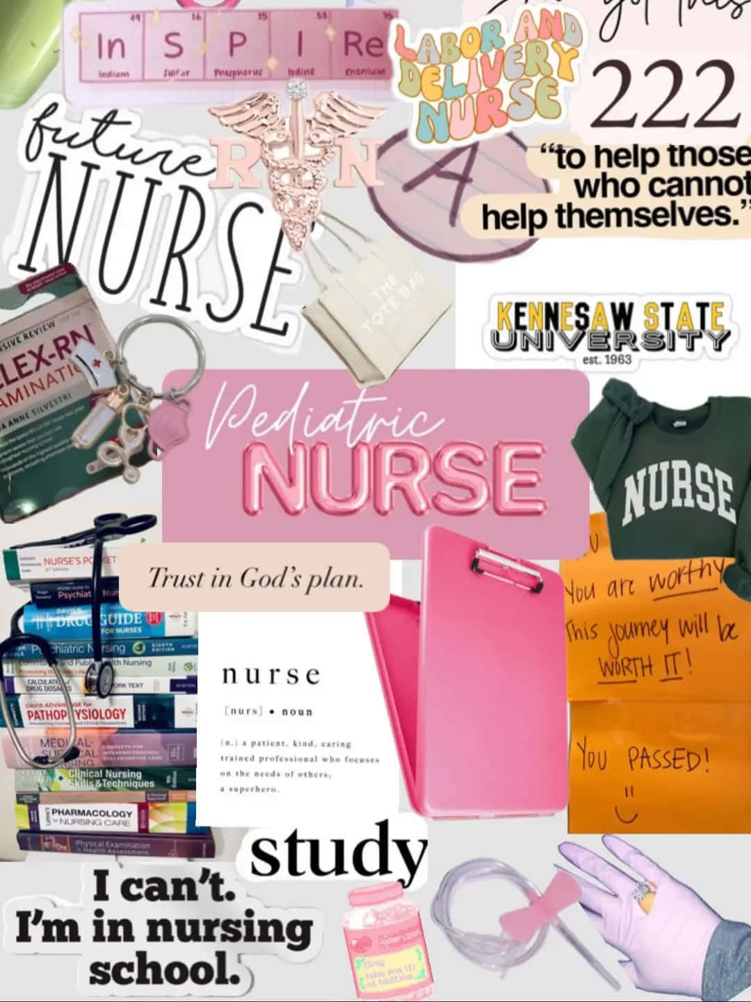 Pink Nurse Inspiration Collage Wallpaper