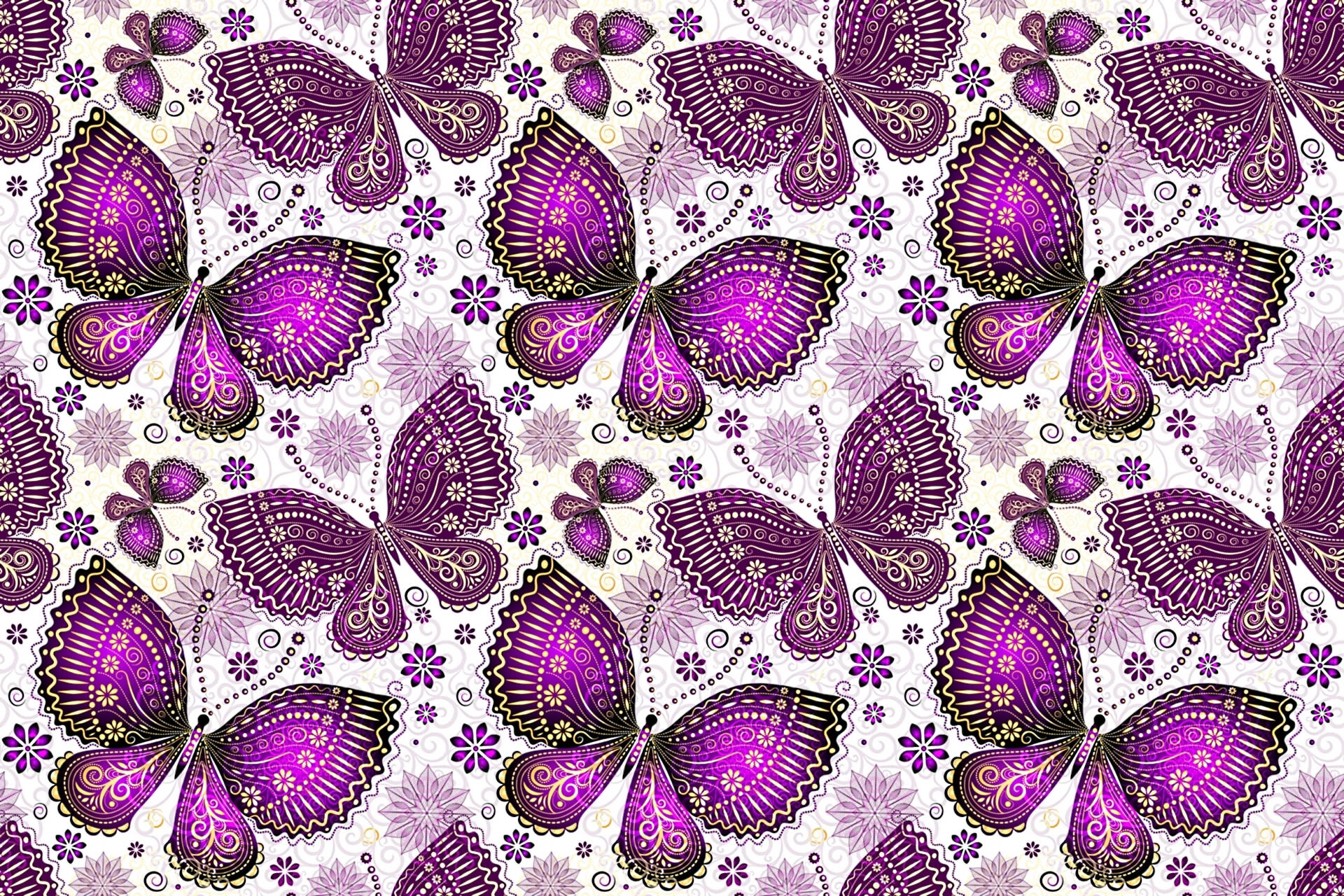 Pink Og Lilla Butterfly Mønster Wallpaper