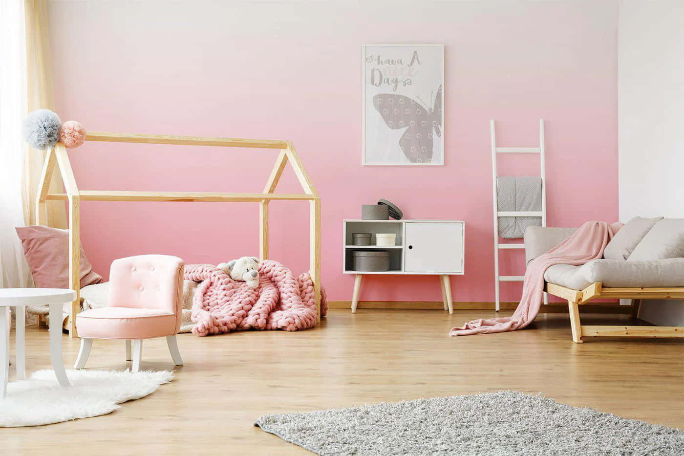 Pink Ombre Nursery Room Decor Wallpaper