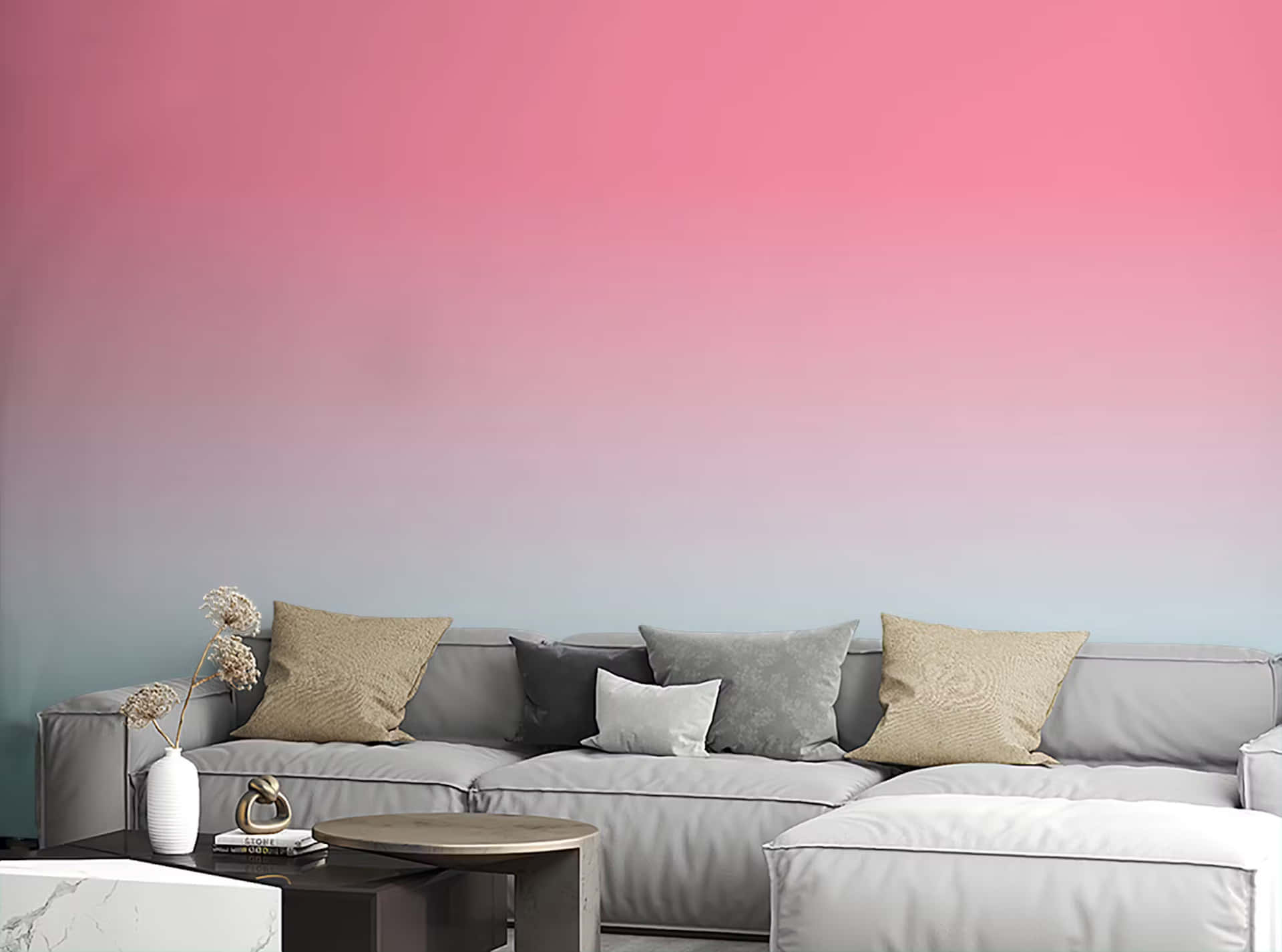 Pink Ombre Wall Living Room Decor Wallpaper