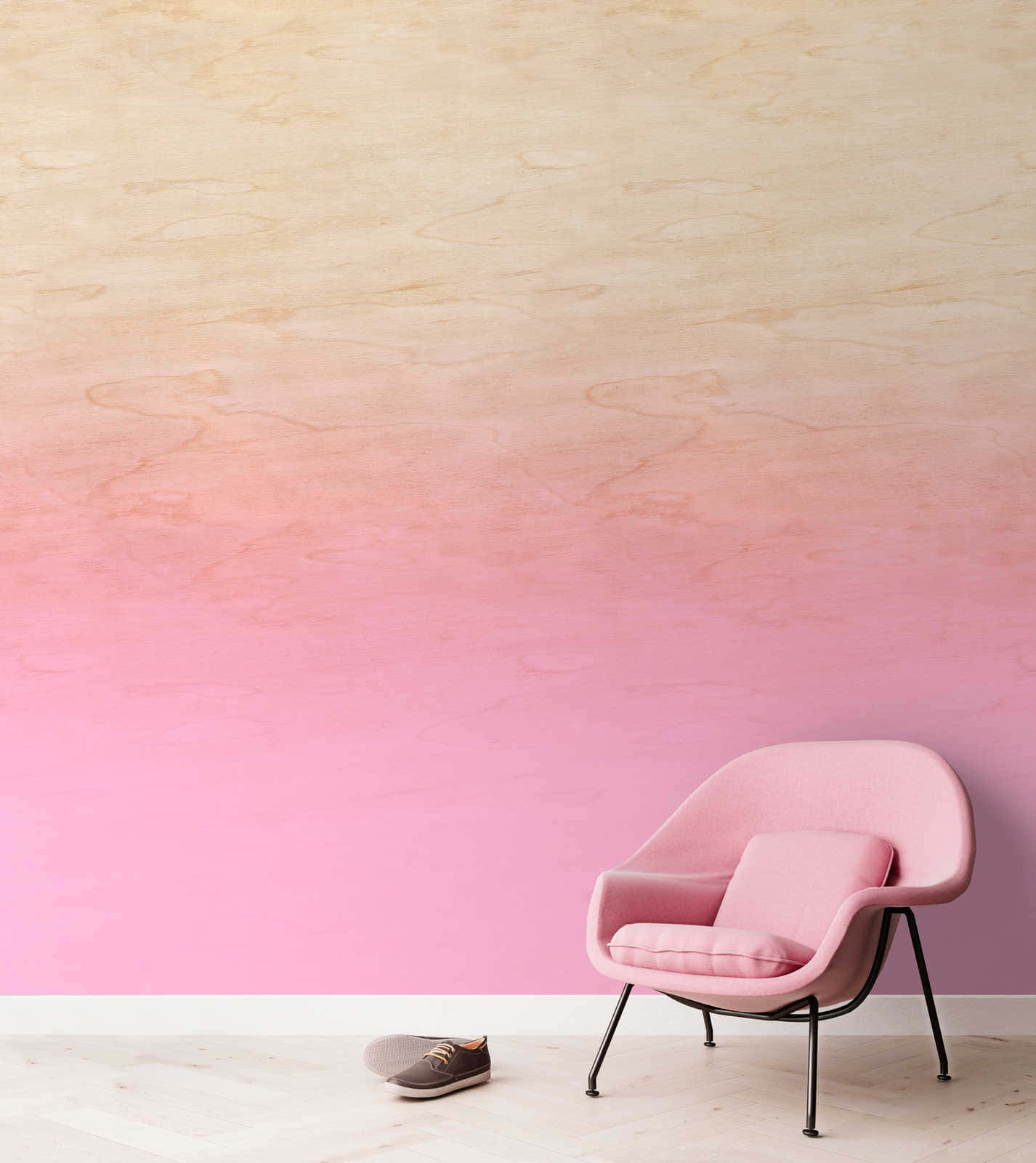Pink Ombre Wallwith Chairand Shoe Wallpaper