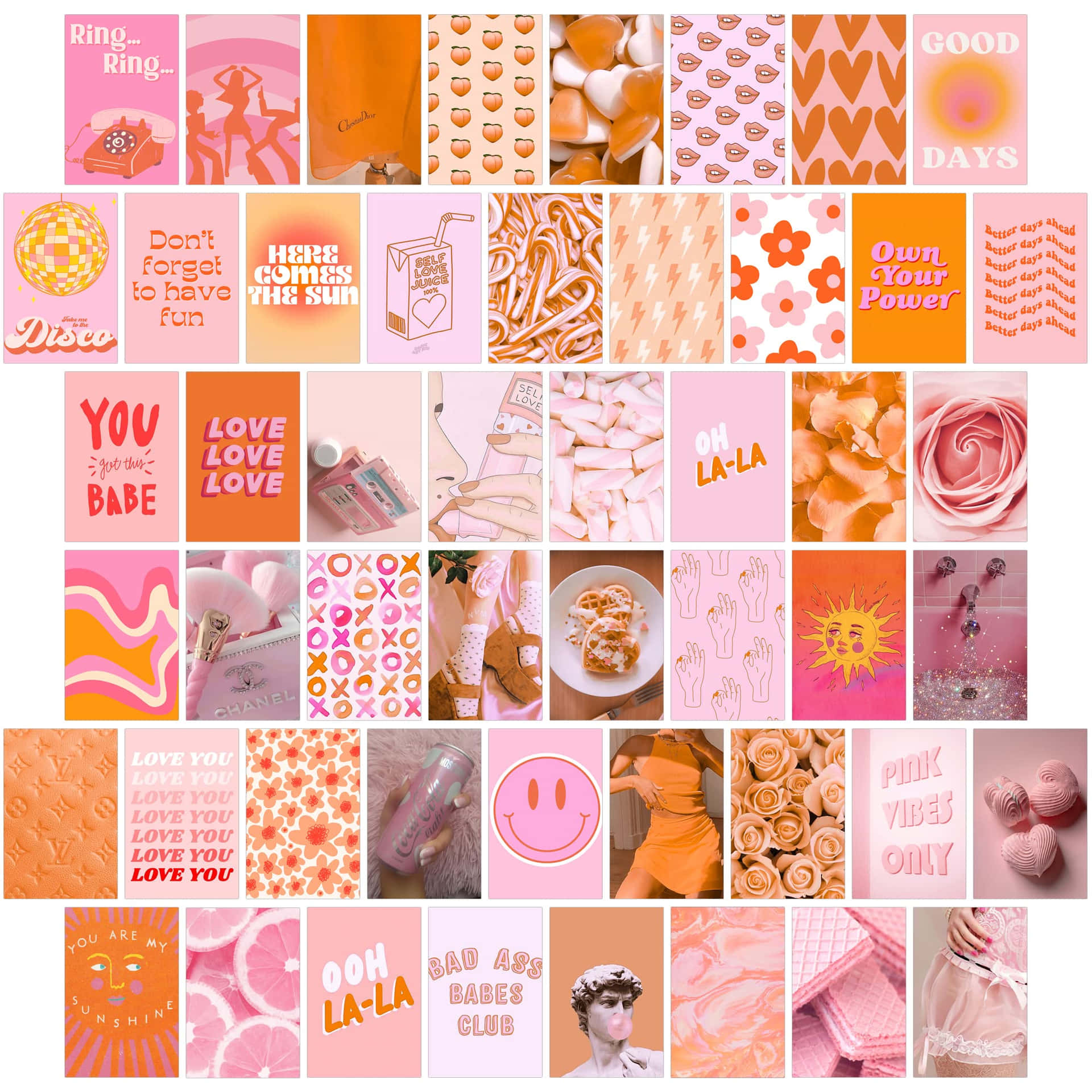 Pink Orange Aesthetic Collage Wallpaper