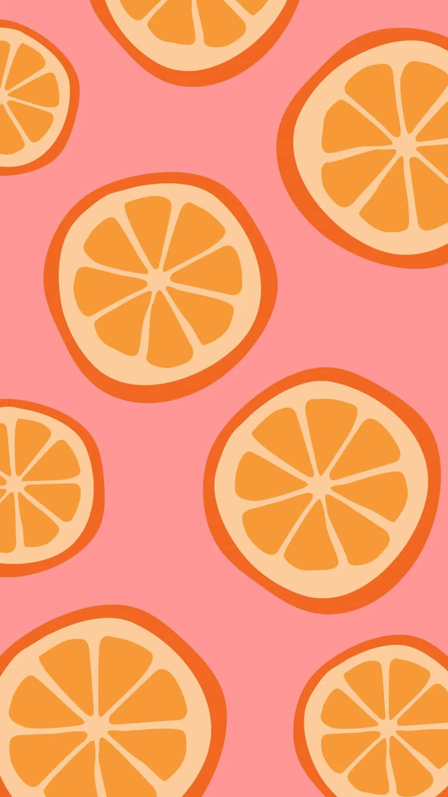 Pink Orange Citrus Pattern Wallpaper