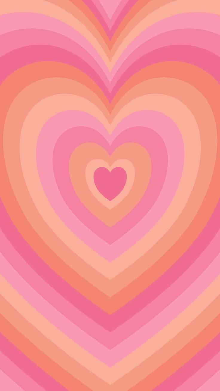 Pink Orange Heart Aesthetic Wallpaper