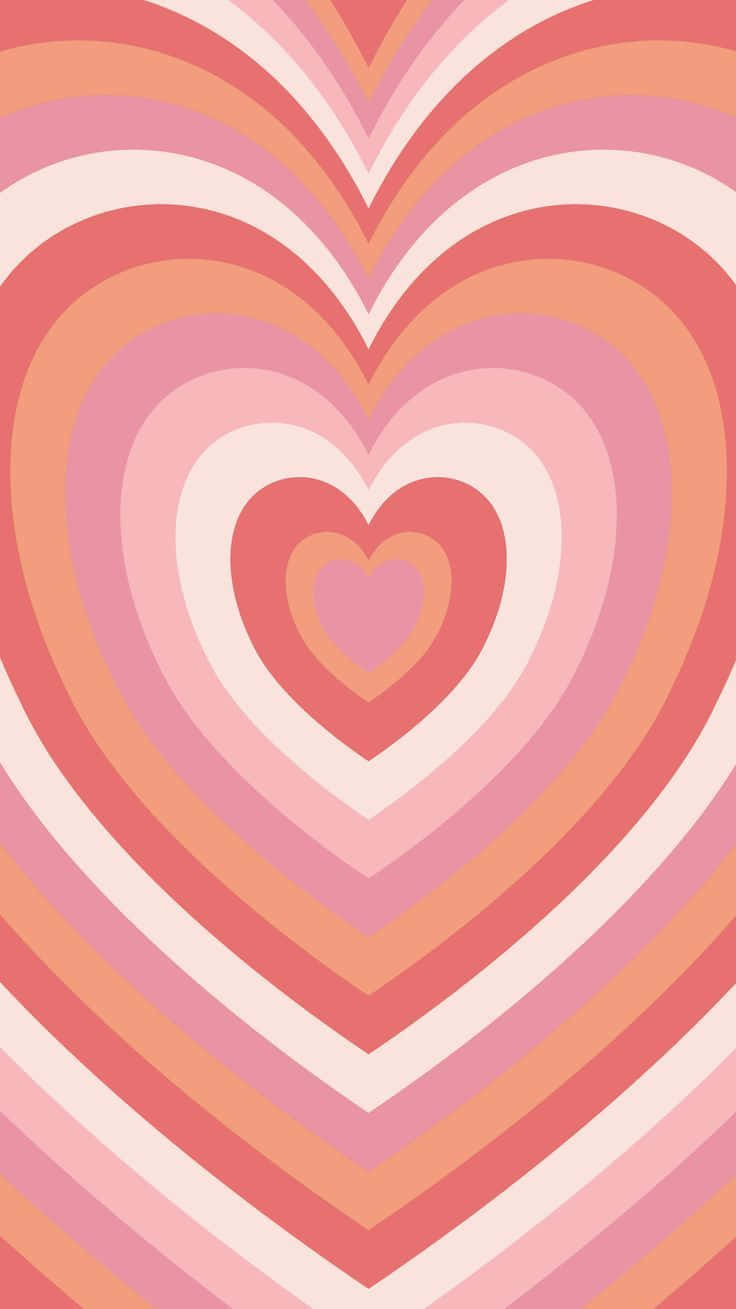 Pink Orange Heart Pattern Wallpaper