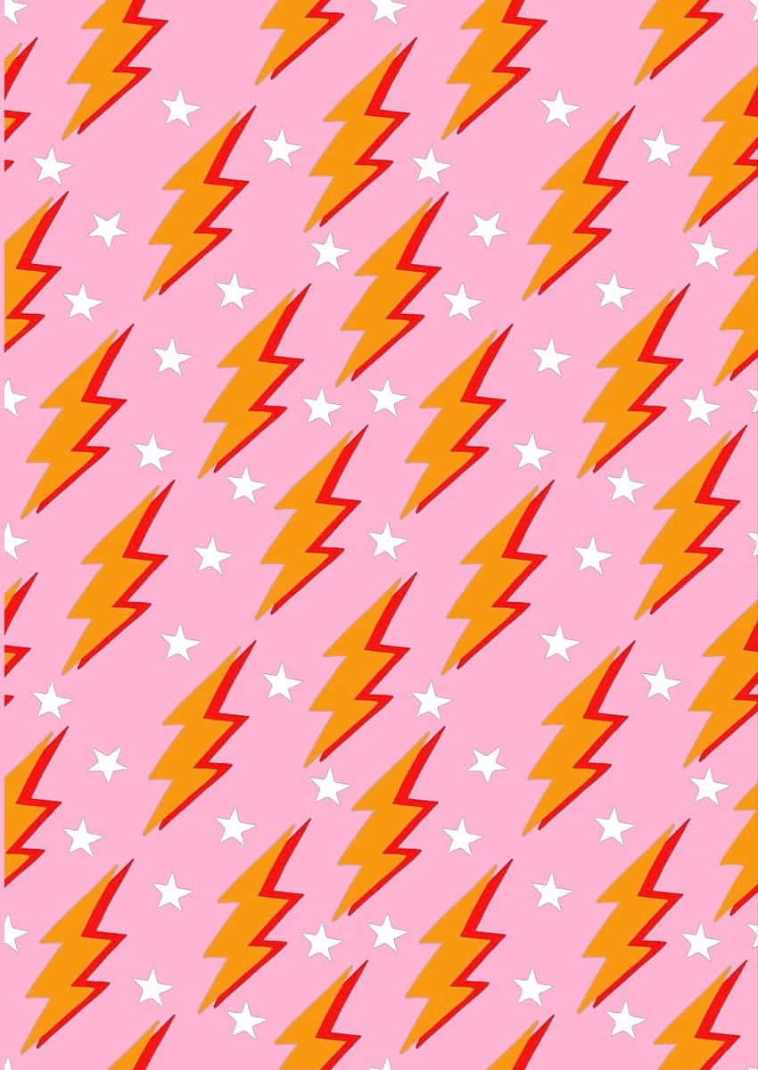 Pink Orange Lightning Star Pattern Wallpaper