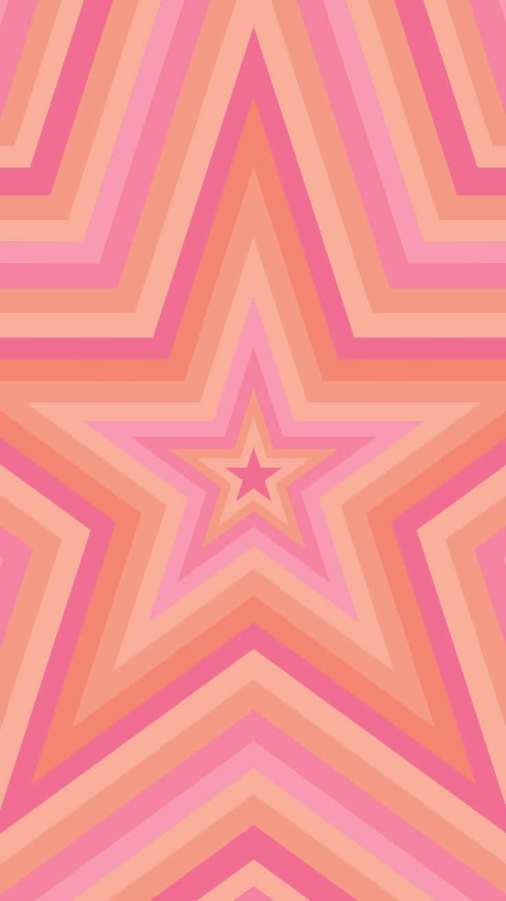 Pink Orange Star Pattern Wallpaper