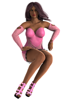 Pink Outfit3 D Model PNG