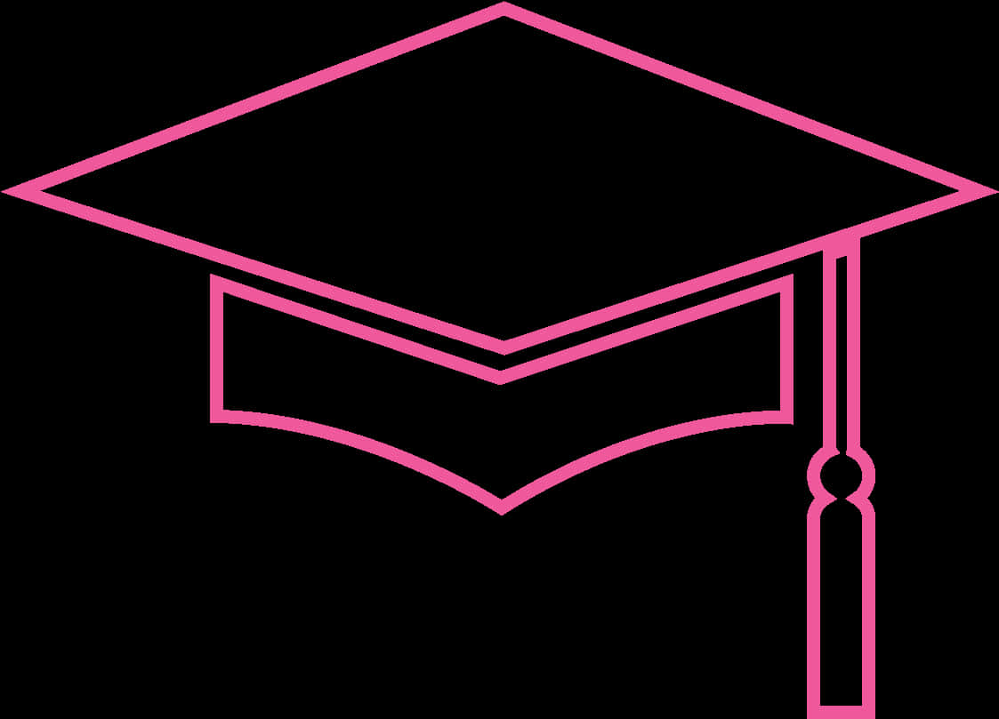 Pink Outline Graduation Cap Icon PNG