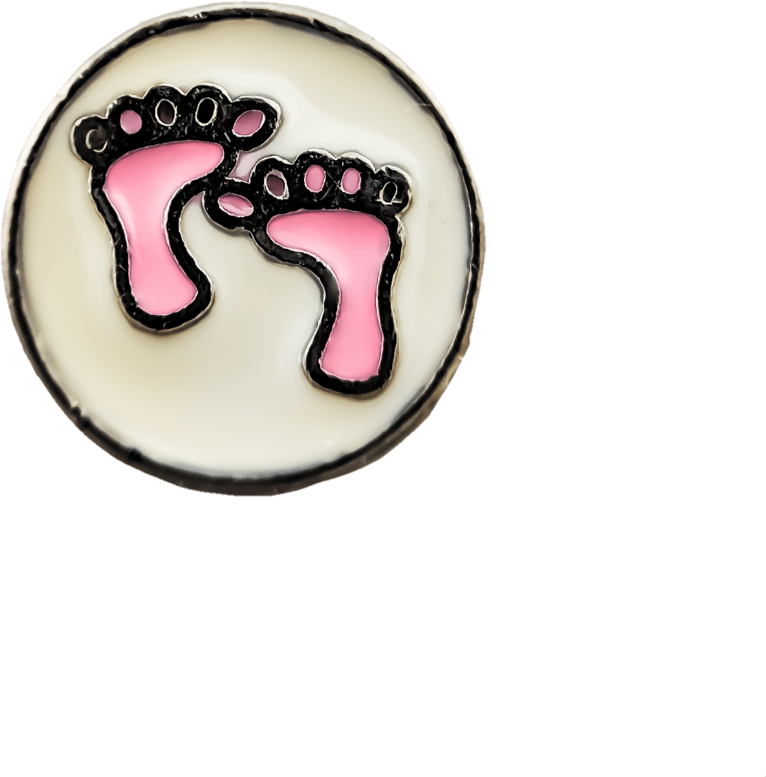 Pink Outlined Feet Pin PNG