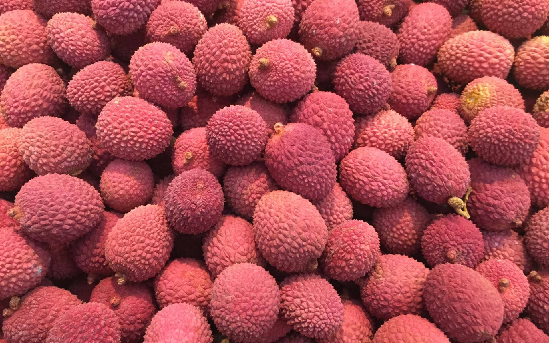 Pink Oval Tropical Fruit Lychees Wallpaper