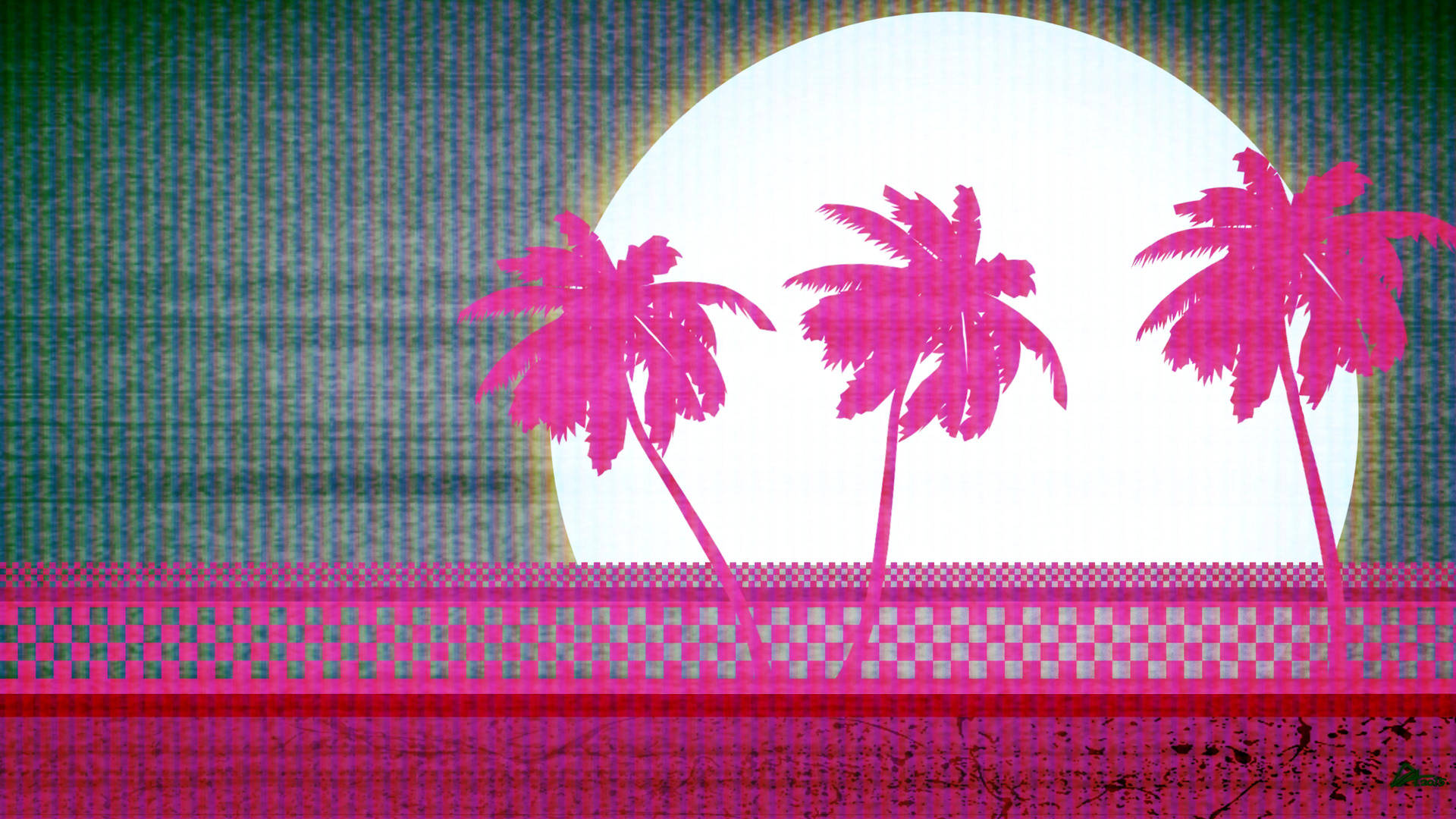 Pink Palm Tree Outrun Wallpaper