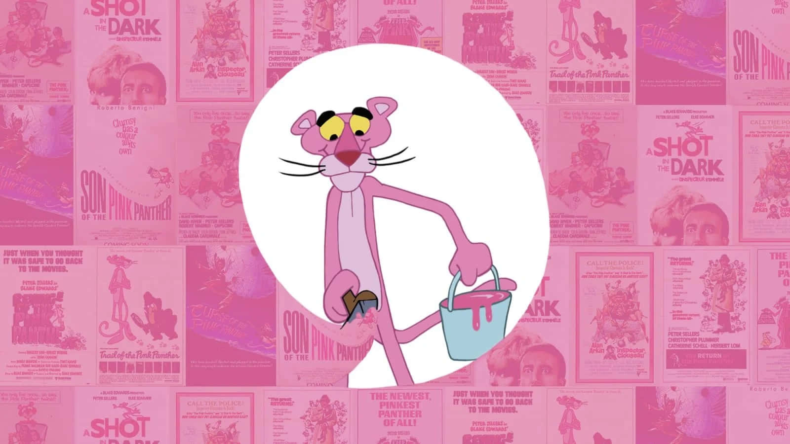 Pink Panther Walking With Paint Bucket Wallpaper