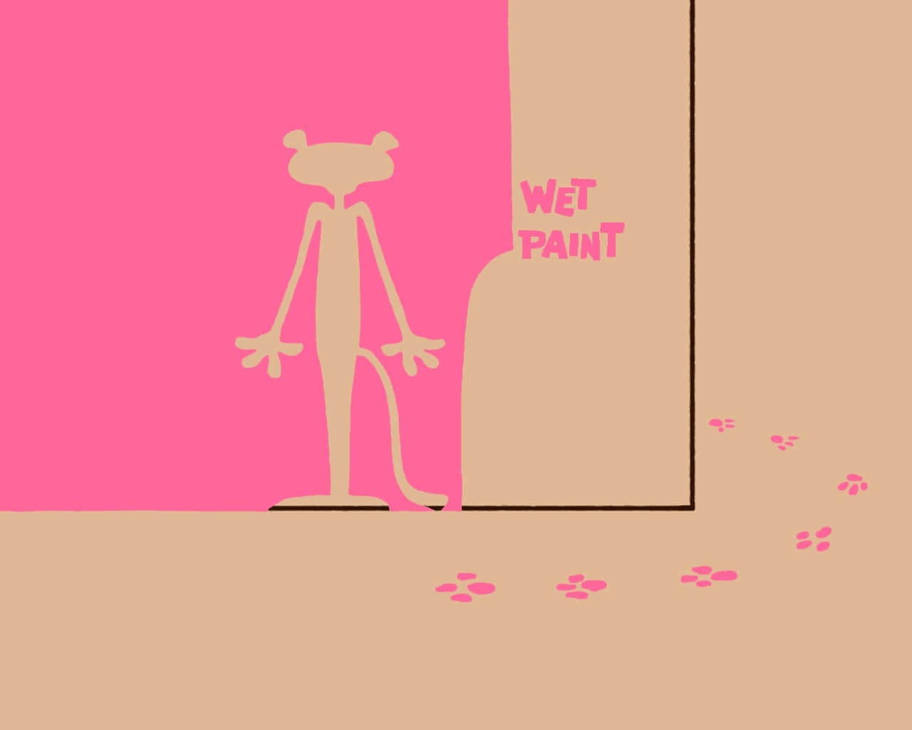 Pink Panther Wet Paint Mishap Wallpaper