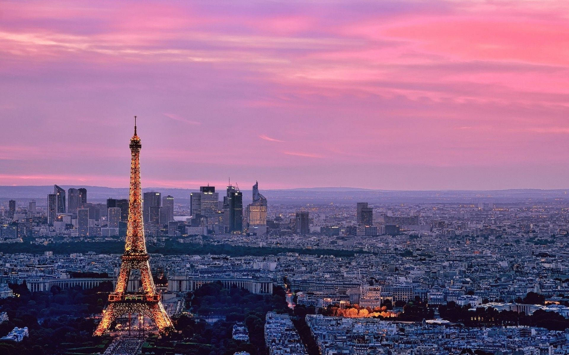 Pink Paris Cityscape Wallpaper