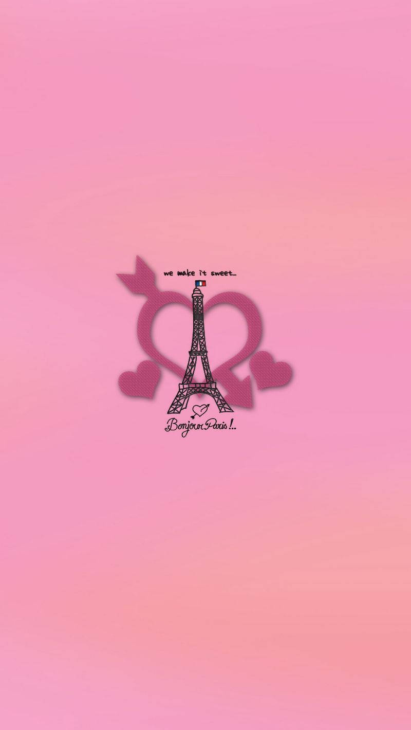 Pink Paris Graphic With Eiffel Tower Wallpaper