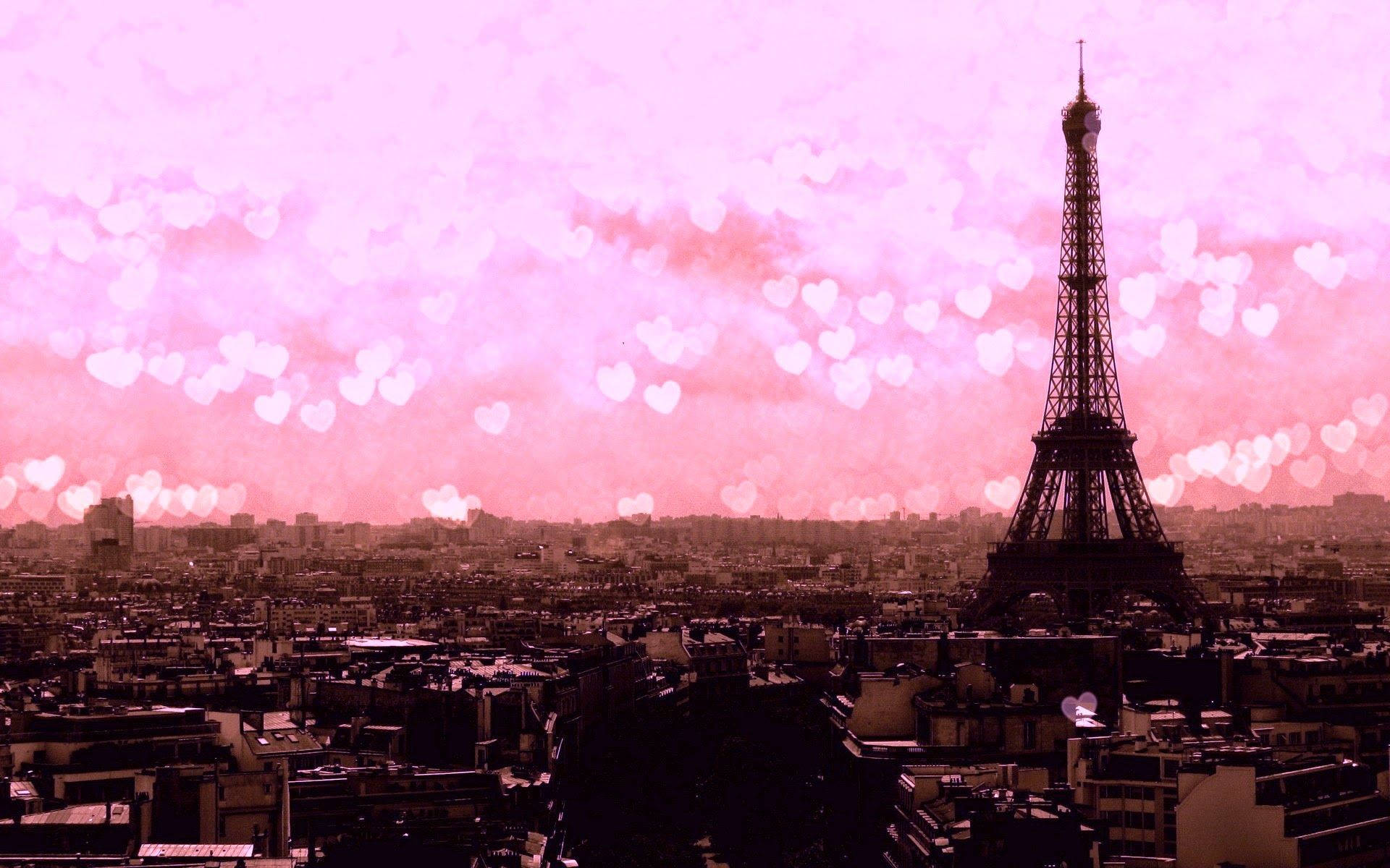 Pink Paris Heart-shaped Bokeh Lights Wallpaper