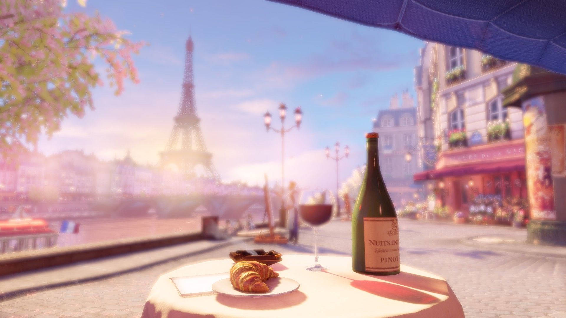 Pink Paris Outdoor Dining Wallpaper