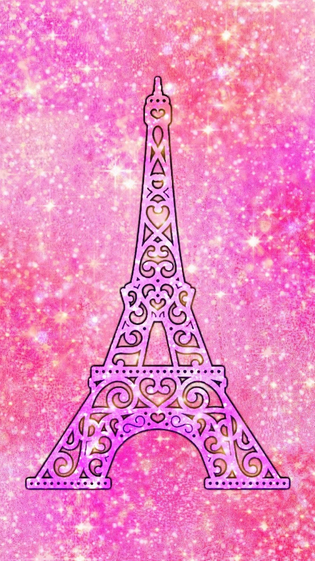 Download Pink Paris With Glittery Backdrop Wallpaper 