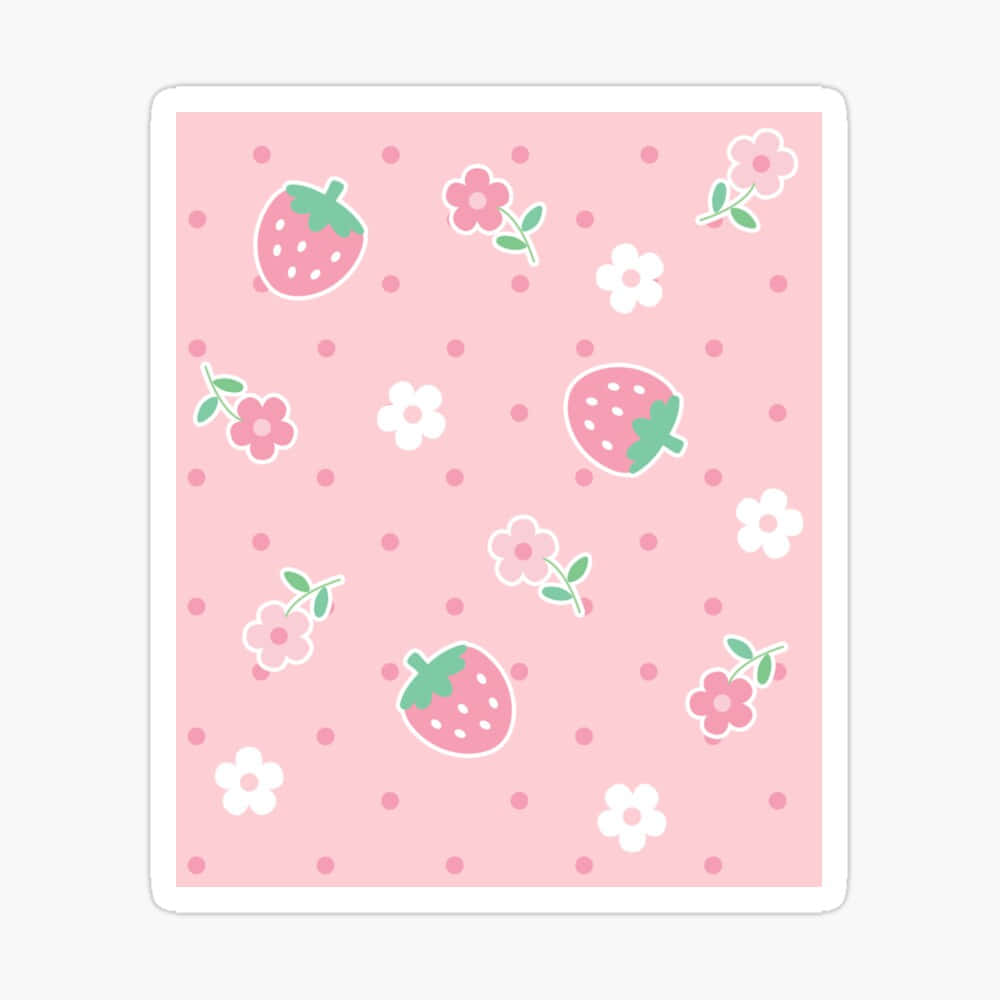Pink Pastel Cute Strawberry Flowers Wallpaper