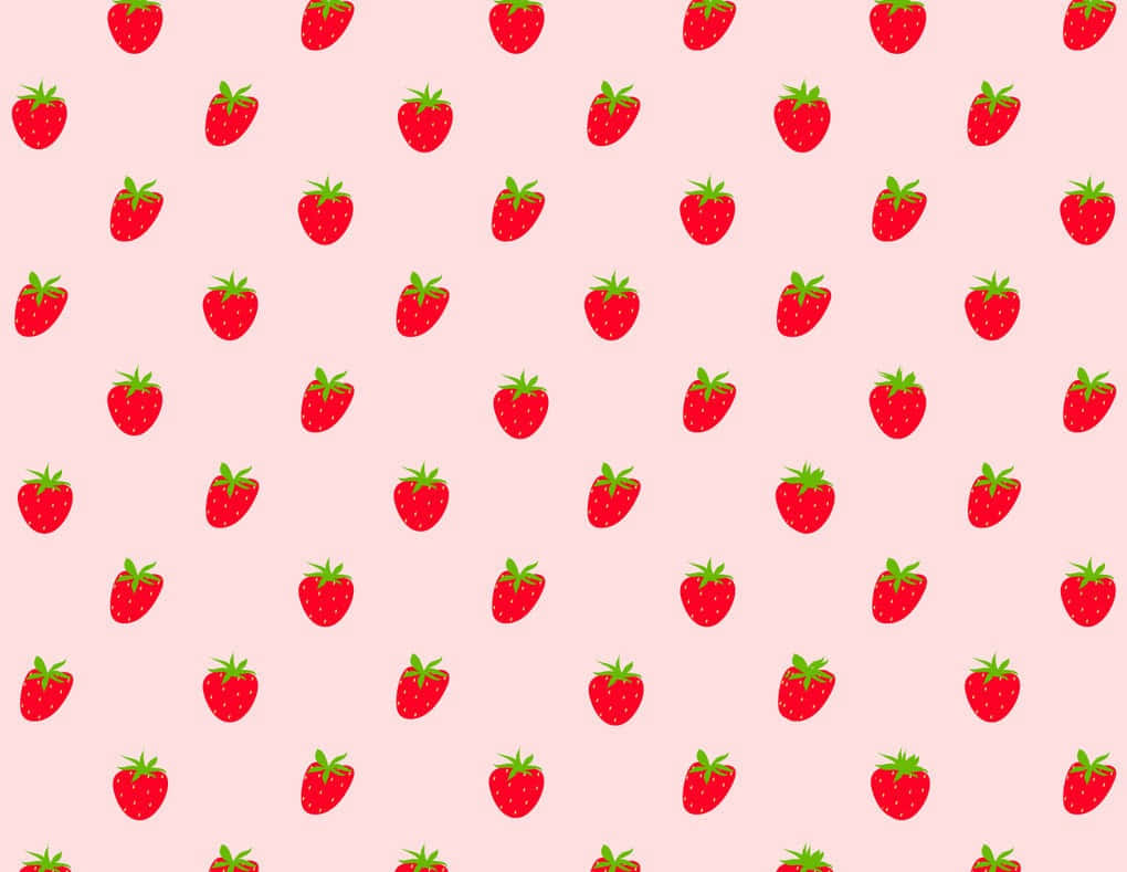 Pink Pastel Cute Strawberry Pattern Landscape Wallpaper