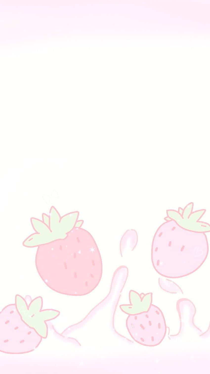 Pink Pastel Cute Strawberry Splash Wallpaper