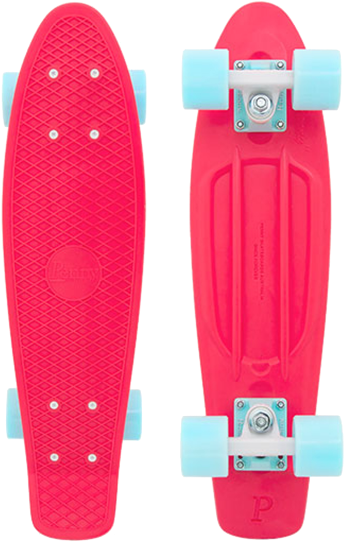 Pink Penny Skateboard Topand Bottom View PNG