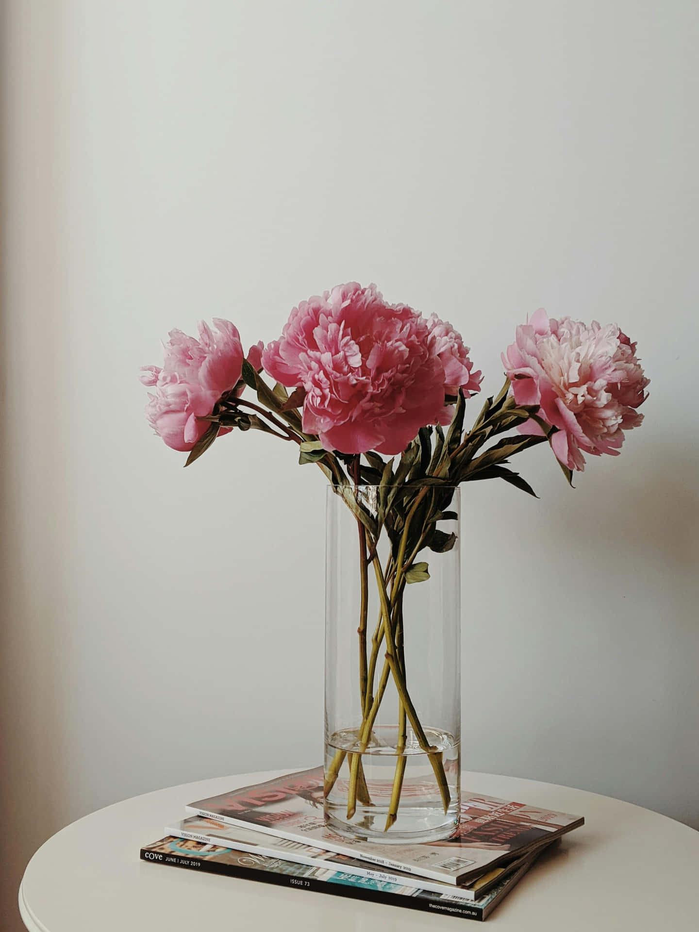 Pink Peoniesin Glass Vase Wallpaper