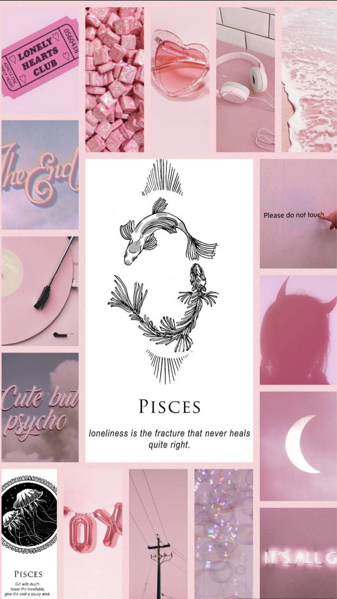 Pink Pisces Aesthetic Collage Wallpaper