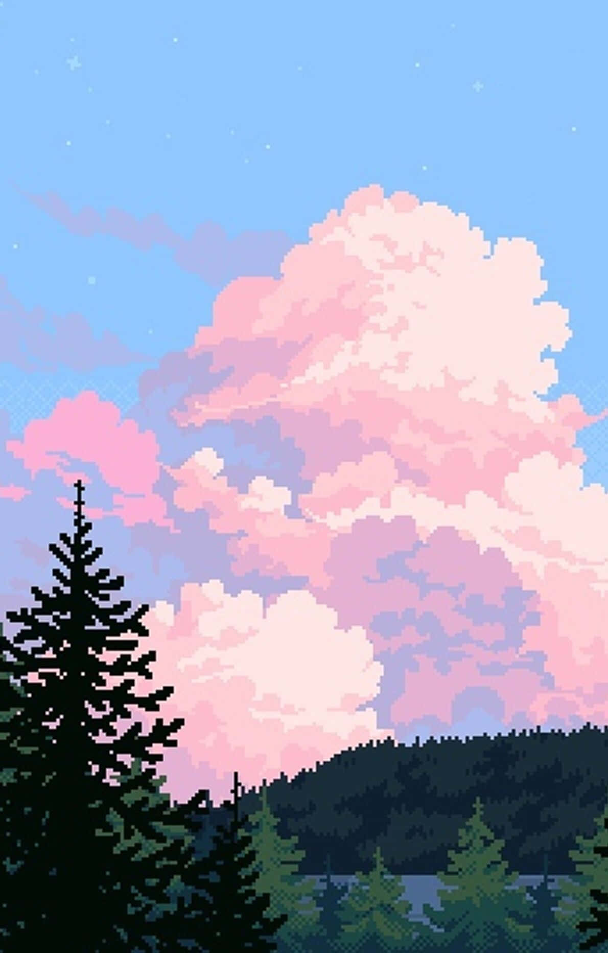 Artede Pixel Colorida Em Um Fundo Rosa Pálido. Papel de Parede