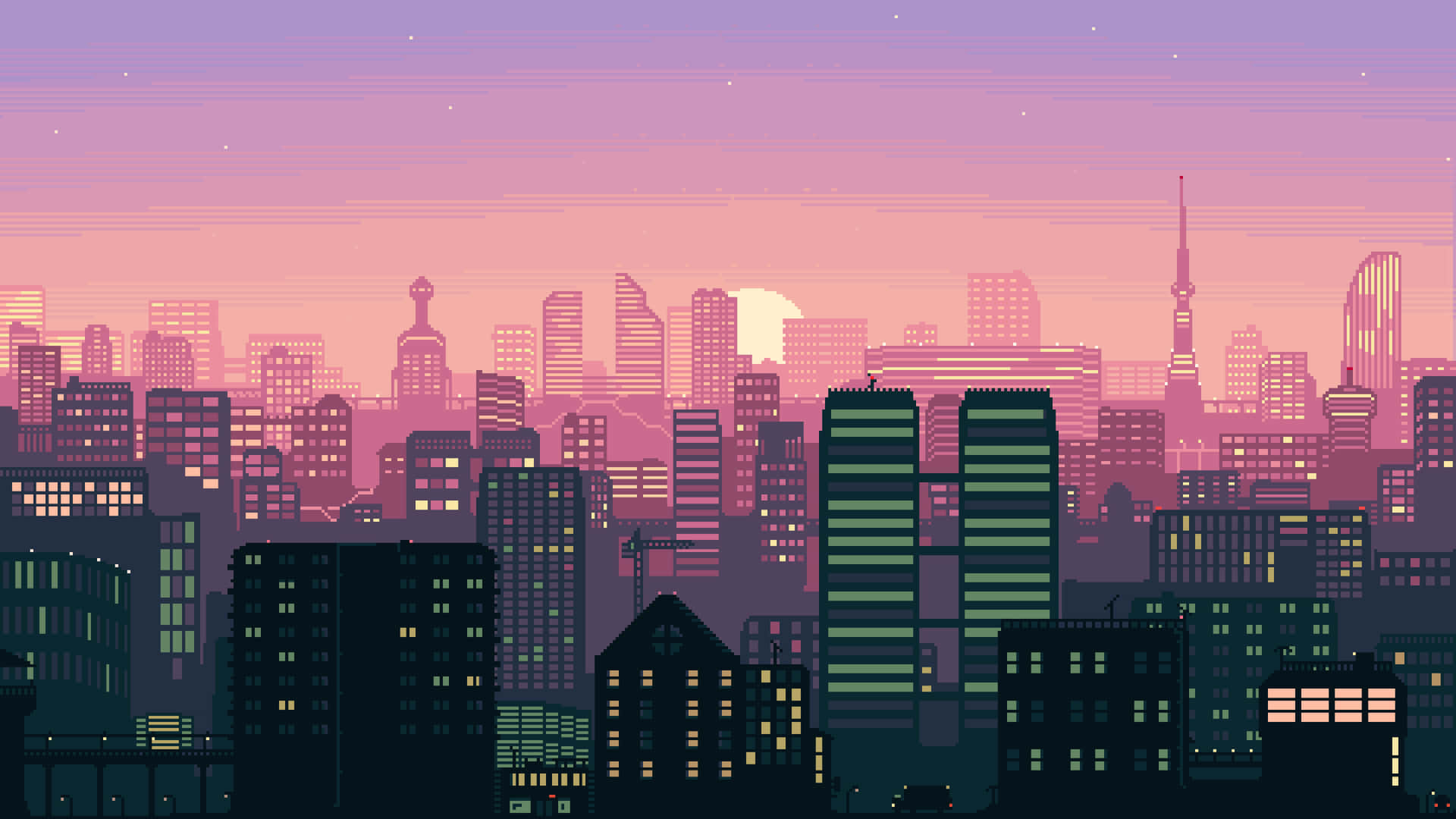 Красивый пиксель арт город