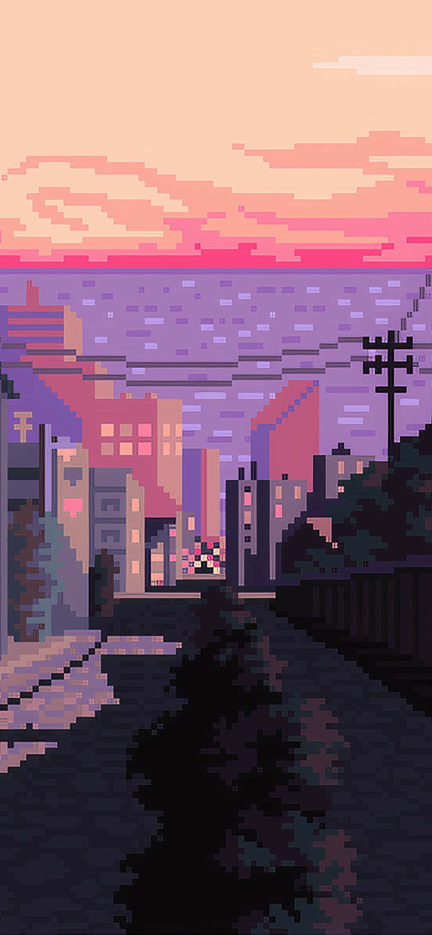 Retro Pixel Pink Art Wallpaper