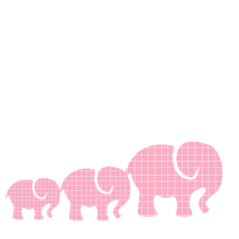 Pink Plaid Elephant Family PNG