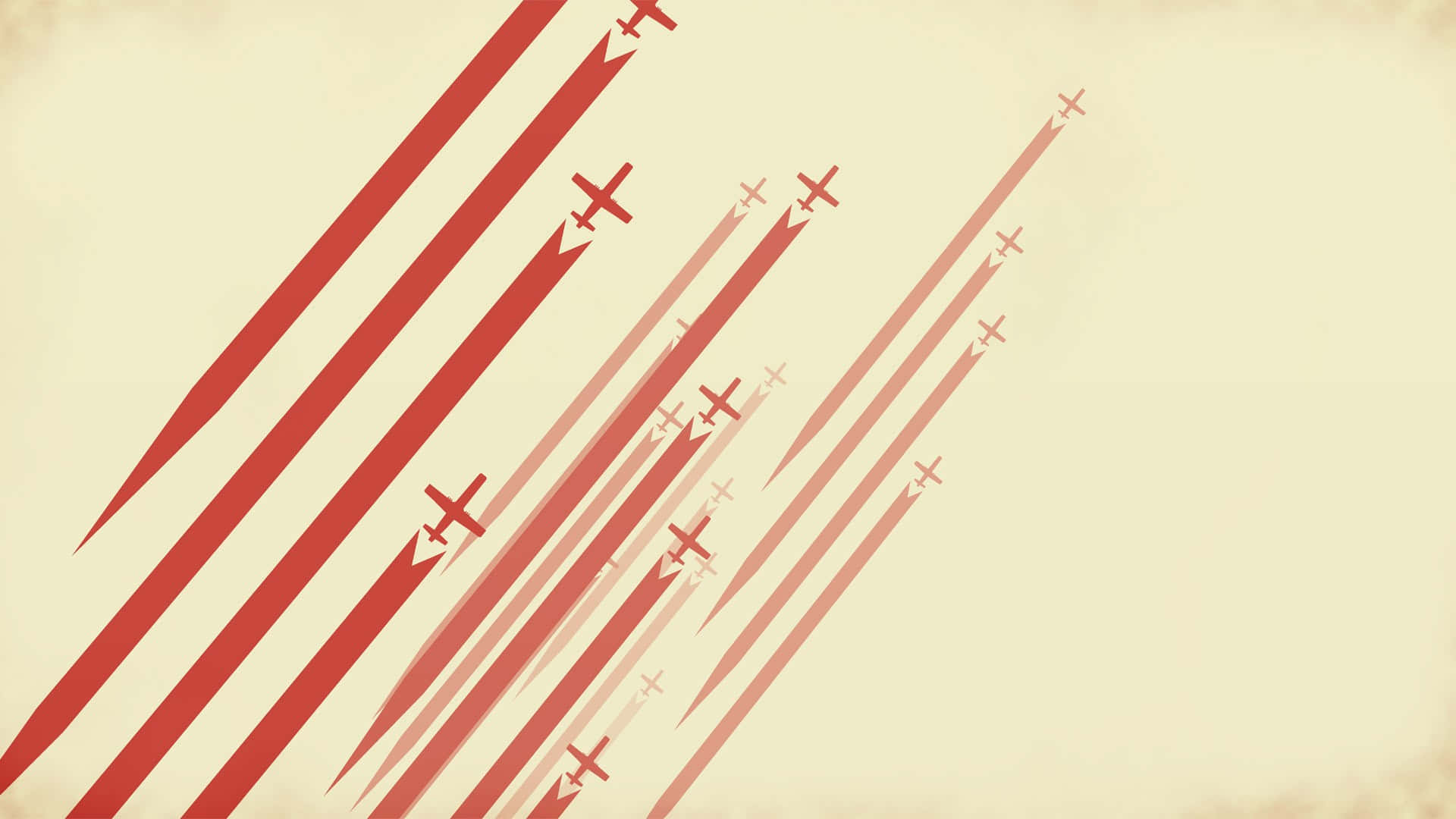 Et rødt og hvidt fly flyvende i himlen. Wallpaper