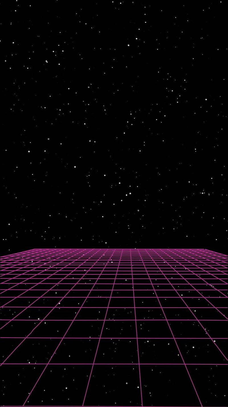 Pink Plane On Space Grid Aesthetic Wallpaper