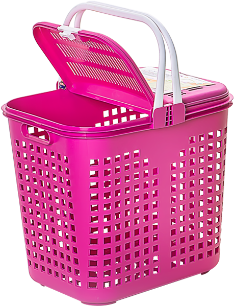 Pink Plastic Laundry Basket PNG