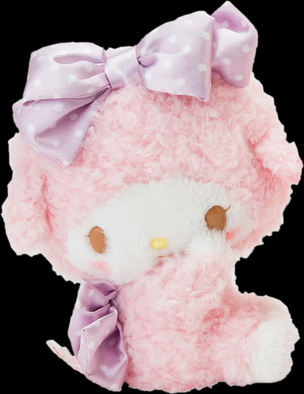 Pink Plush Sanrio Characterwith Bow PNG