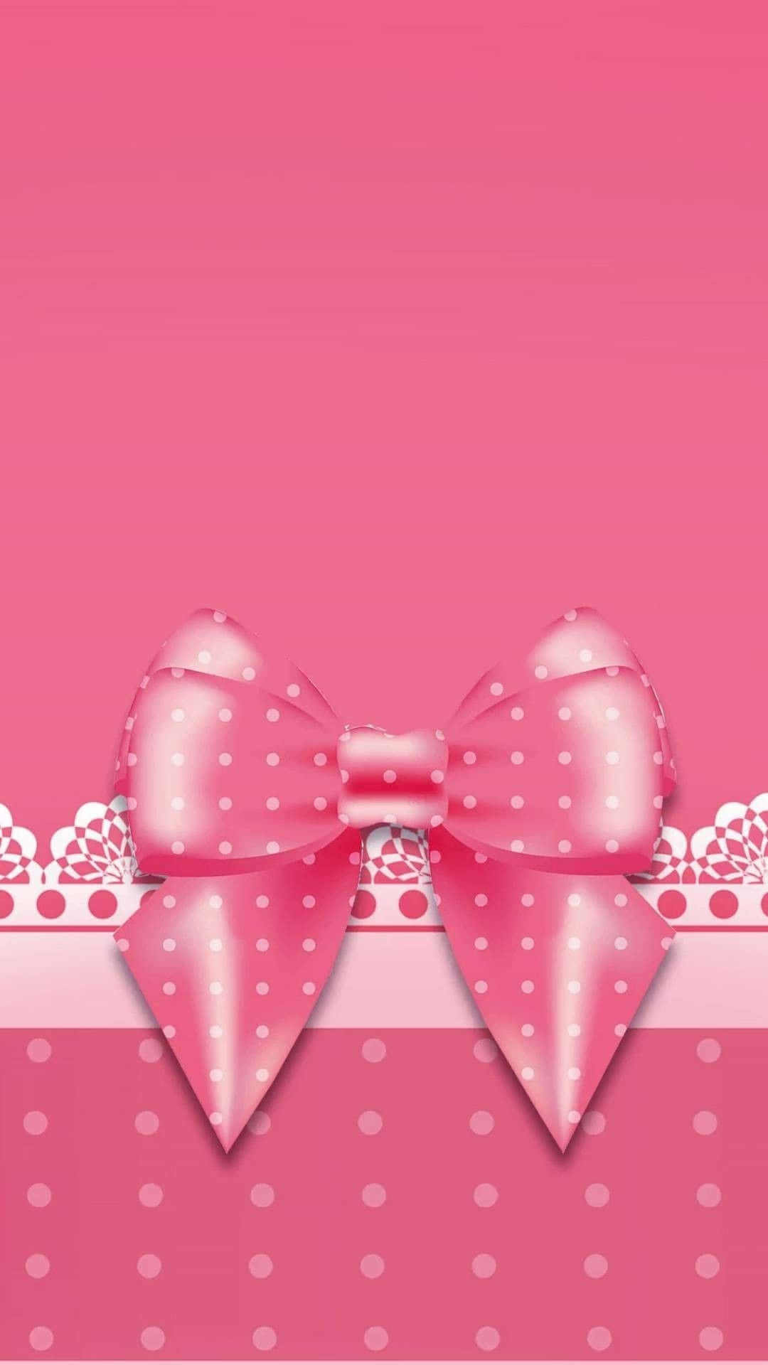Pink Polka Dot Bow Background Wallpaper